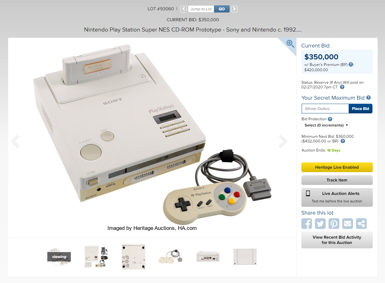 Nintendo Playstation aukcja