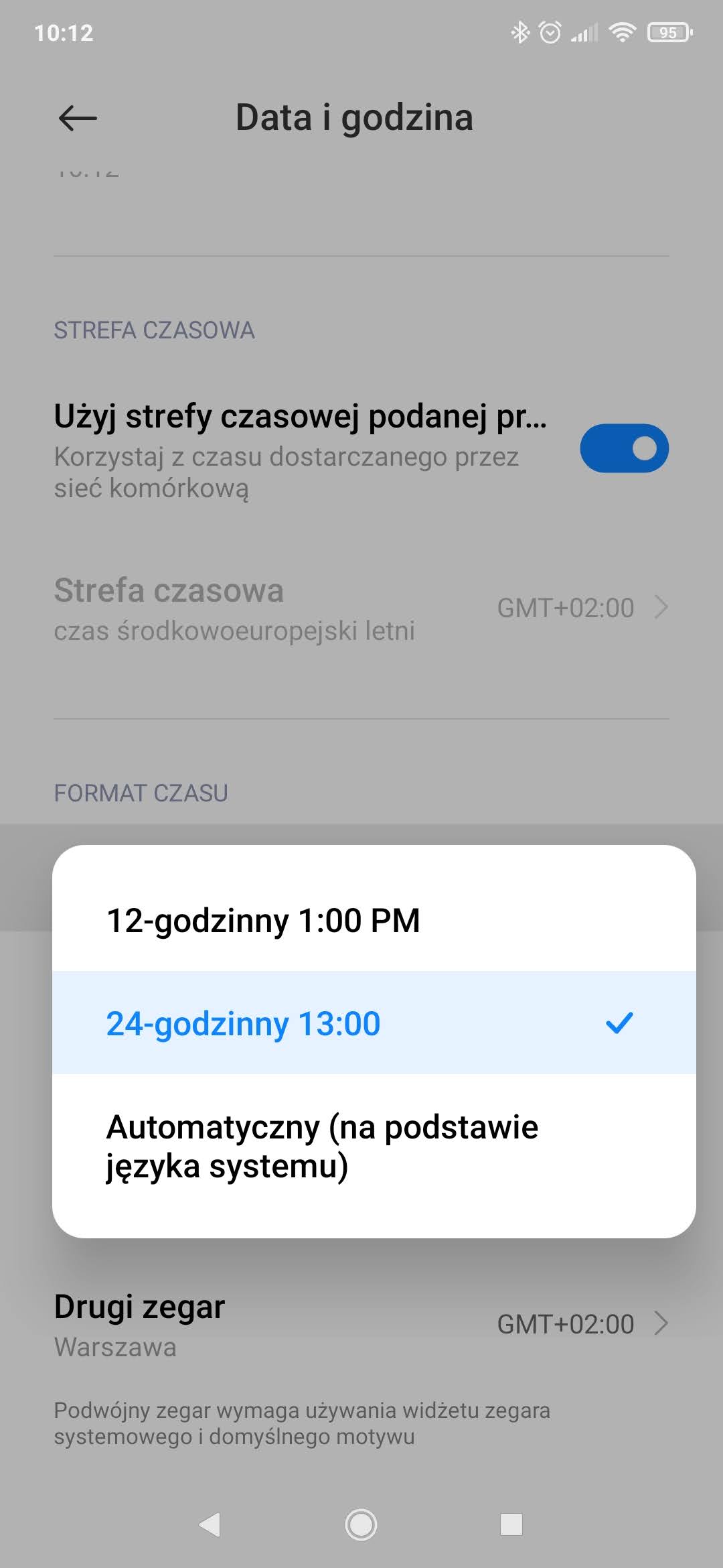 Ustawienia data i godzina w smartfonie