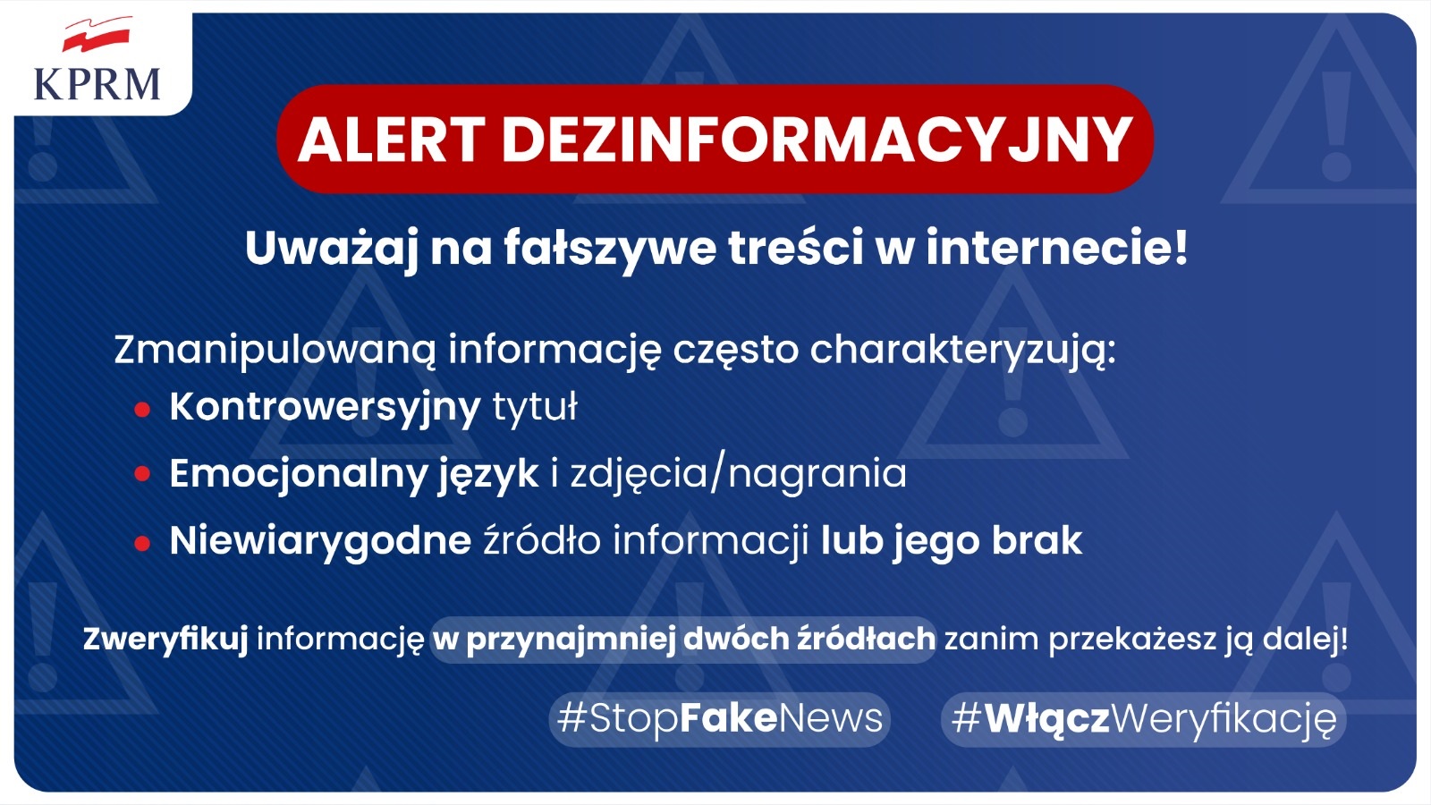 Grafika informacyjna KPRM dotycząca dezinformacji