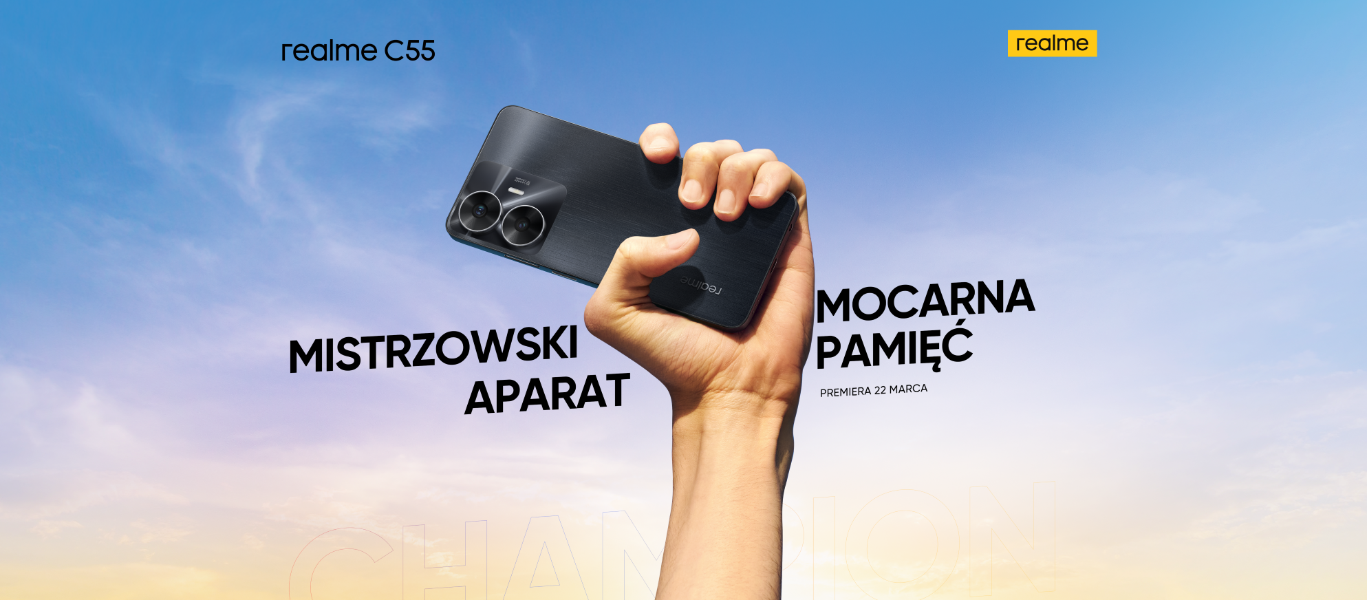 Banner reklamujący premierę realme c55